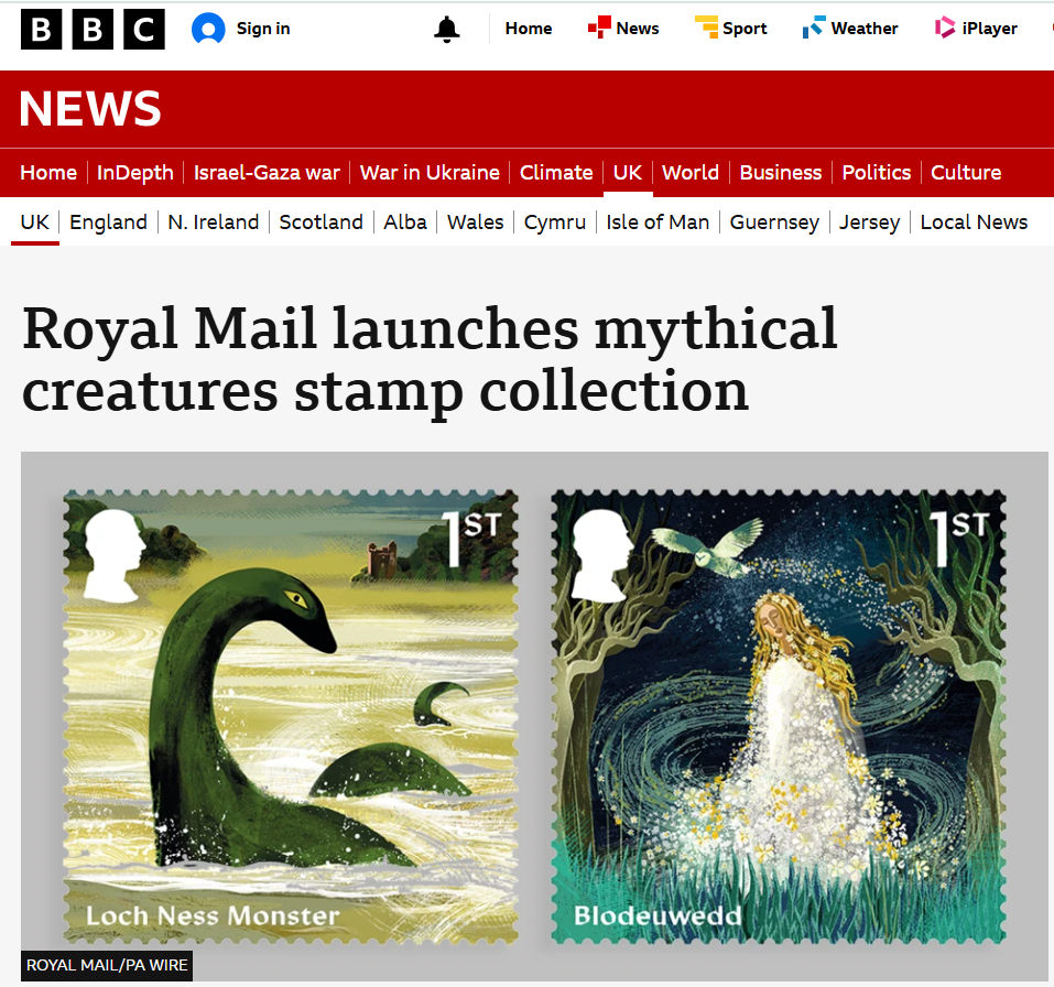 BBC Royal Mail launches mythical creatures stamp collection