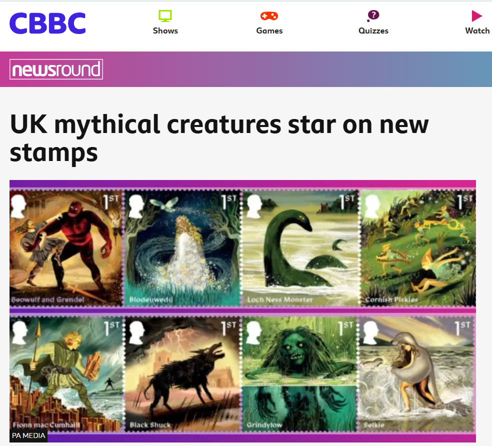 CBBC UK mythical creatures star on new stamps